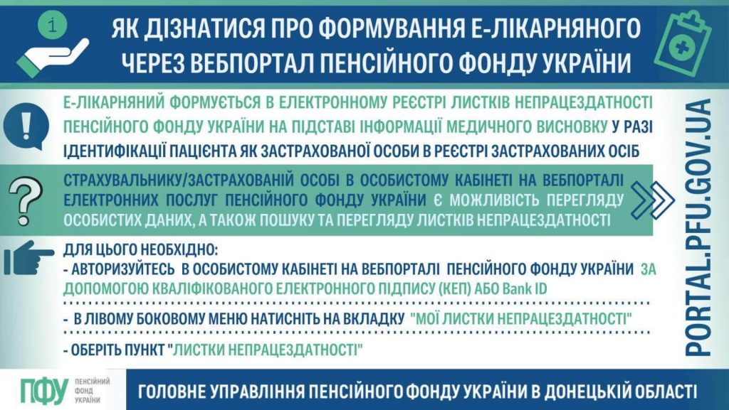 Е-лікарняний через вебпортал Пенсійного фонду України
