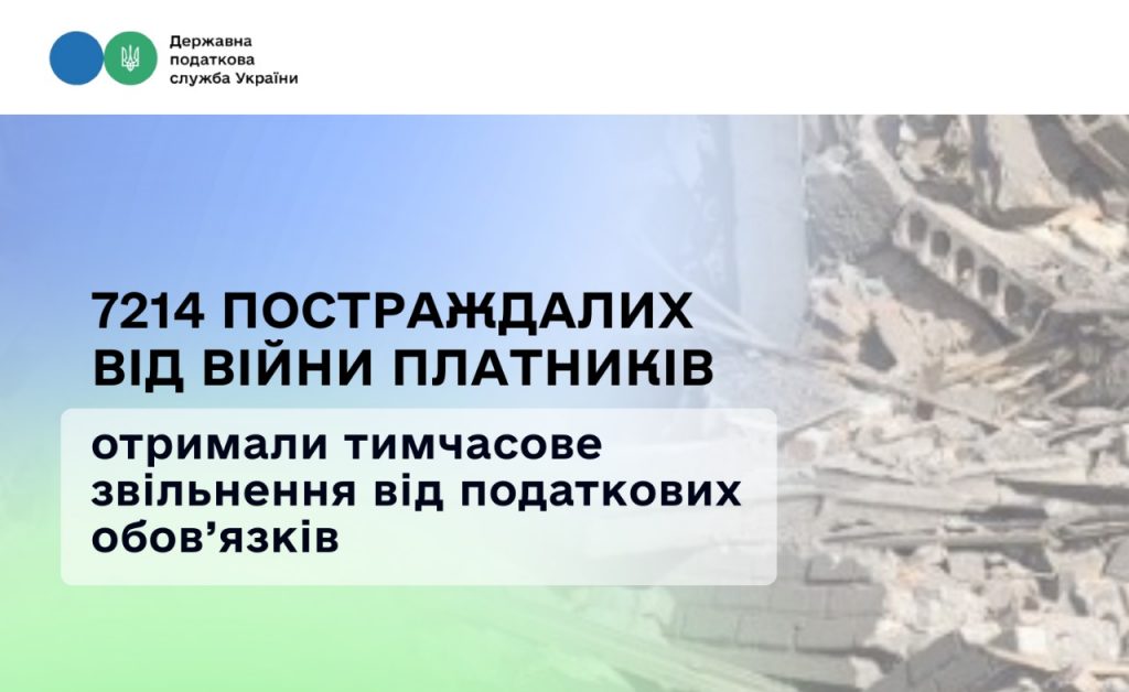 7214 постраждалих від війни платників отримали тимчасове звільнення від податкових обов’язків